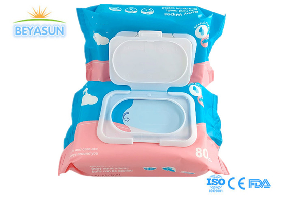 डिस्पोजेबल नरम इको बेबी पानी गीला पोंछे सफाई नरम देखभाल 80PCS बैग OEM
