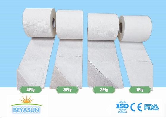 अनुकूलन योग्य 2ply/3ply/4ply सफेद मजबूत और अवशोषित टॉयलेट टिशू रोल पेपर बाथरूम / होटल / घर के लिए